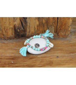 Bracelet Perle Pompom Elastique