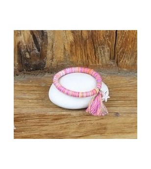 Bracelet Perle Pompom Elastique